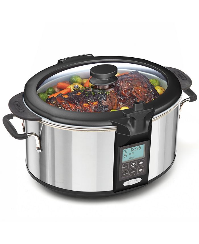 BELLA 4 Quart Slow Cooker with Glass Lid & Stoneware Pot - Holiday