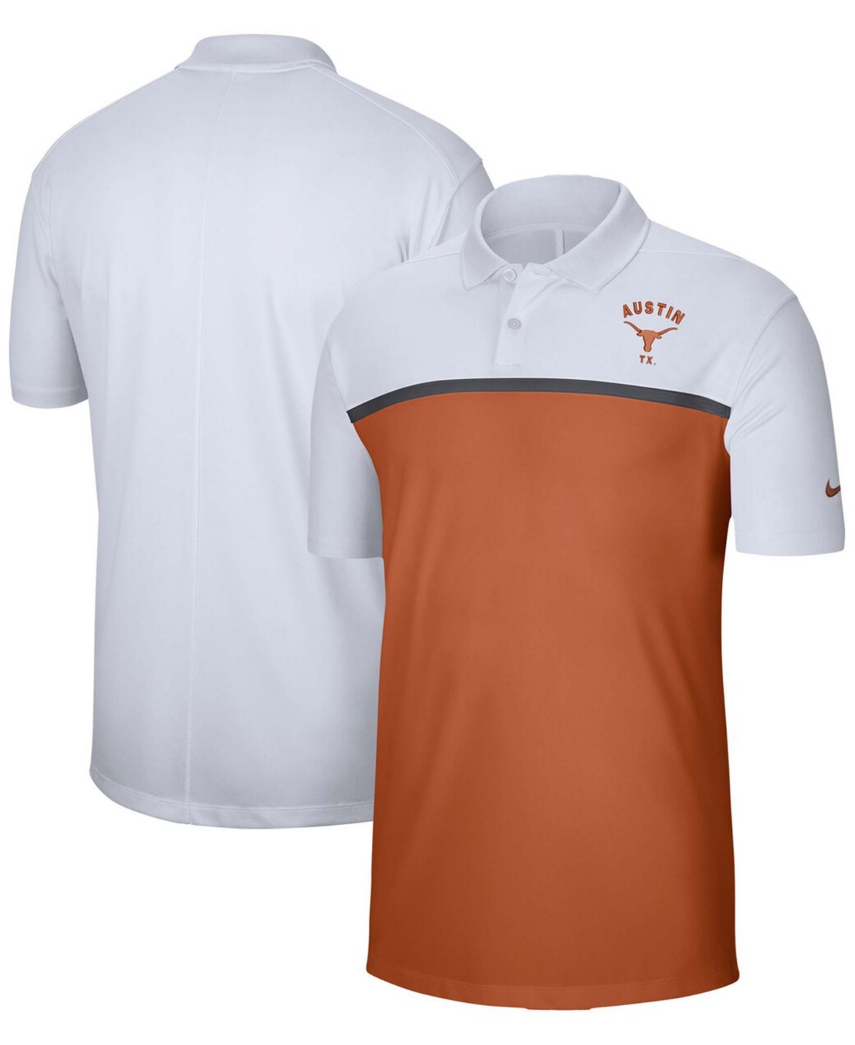 Men's Big and Tall White-Texas Orange Texas Longhorns Color Block Victory Performance Polo