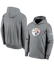 Men's Heathered Gray Pittsburgh Steelers Fan Gear Primary Logo Performance Pullover Hoodie