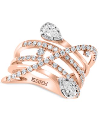 EFFY&reg; Diamond Multirow Statement Ring (7/8 ct. t.w.) in 14k Rose and White Gold