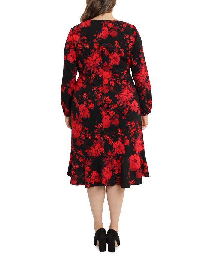 London Times Plus Size Cascading Ruffle Dress - Macy's