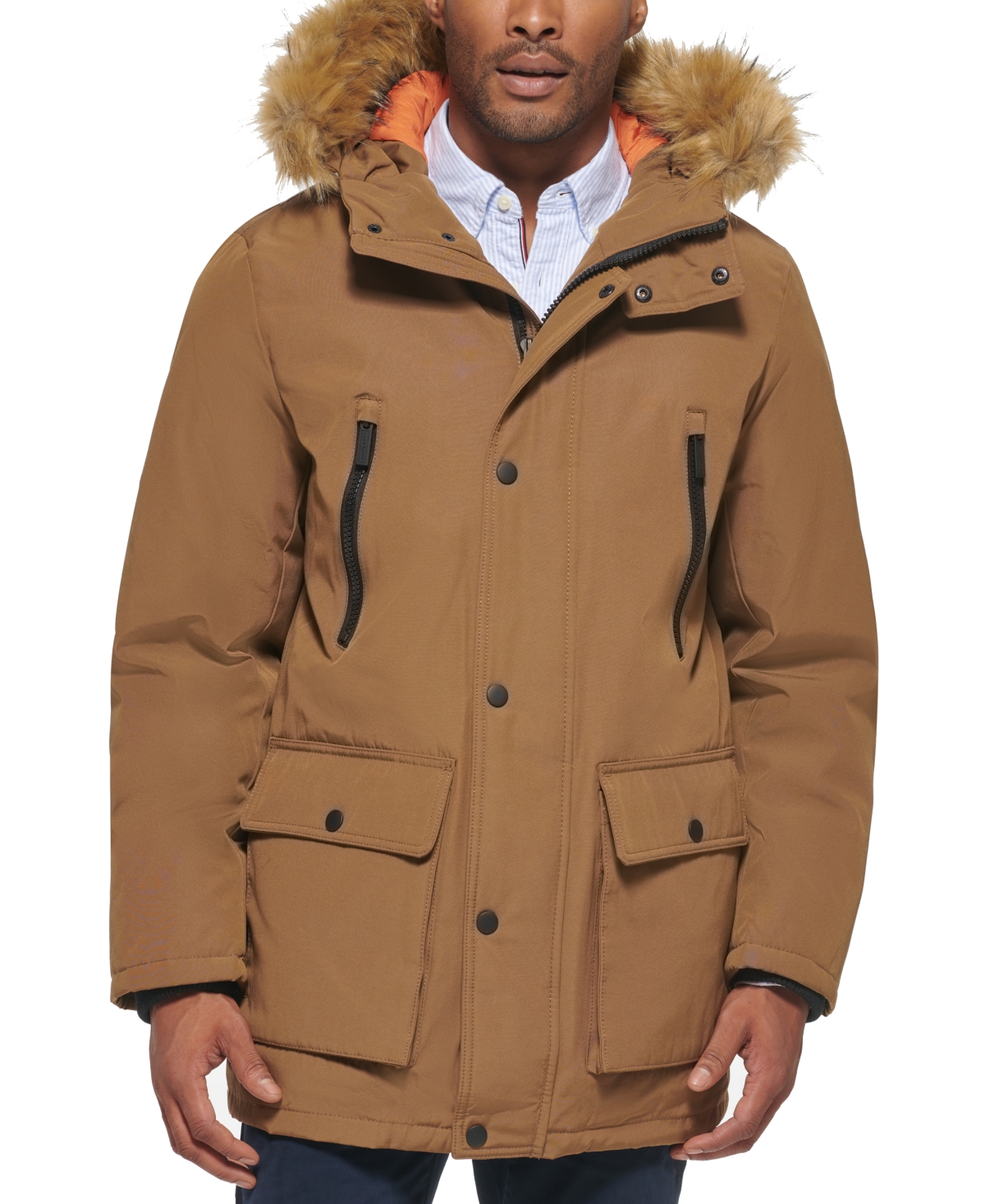 Club Room Men's Parka with a Faux Fur-Hood Jacket, Created for Macy's