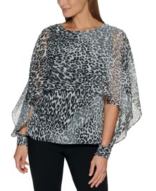 Animal-Print Cape Blouse