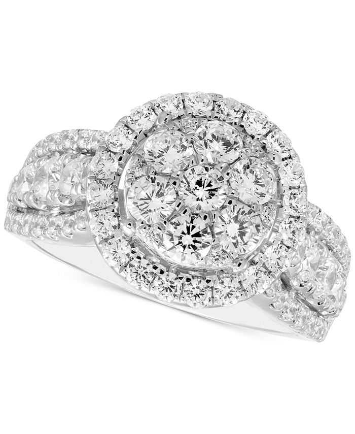 Macy's - Diamond Halo Cluster Ring (2 ct. t.w.) in 14k White Gold