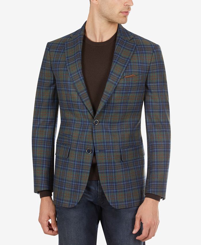 Tallia Men's SlimFit Green Plaid Sport Coat Macy's