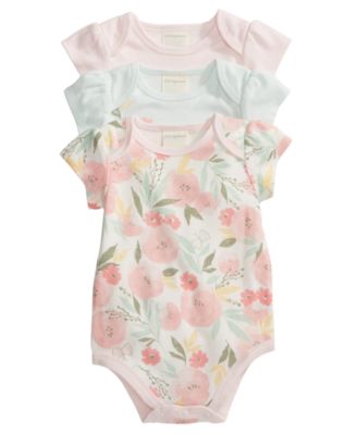 First Impressions - Baby Girls 3-Pack Cotton Bodysuits Set