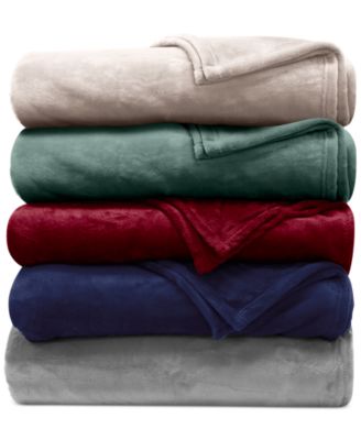 Lauren Ralph Lauren Micromink Plush Blankets Bedding In Navy