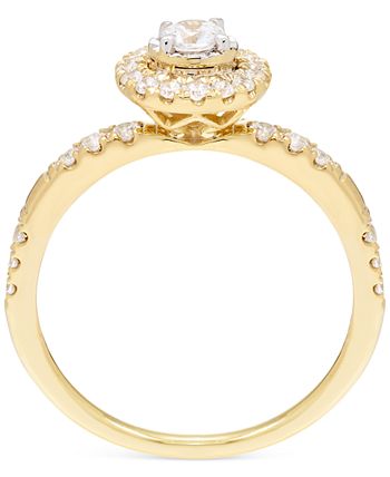 Macy's - Diamond Halo Ring (1/2 ct. t.w.) in 14k Yellow Gold