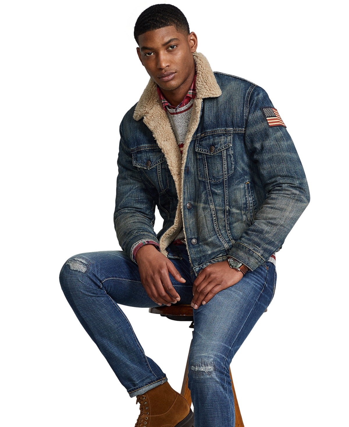 Polo fleece lined denim jacket online