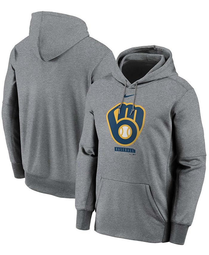 Nike Men's Gray Milwaukee Brewers Logo Therma Performance Pullover ...