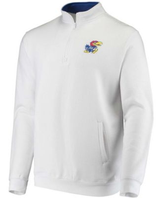 Men's Big and Tall White Kansas Jayhawks Tortugas Logo Quarter-Zip Jacket