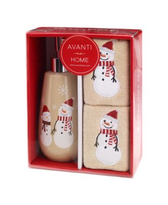 Merry Snowman Lotion Pump and Fingertip Towel Box Set