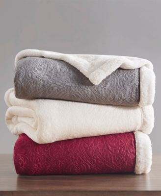 Martha Stewart Collection Classic Textured Reversible Sherpa Throw, 50" x 60", Created For Macy's