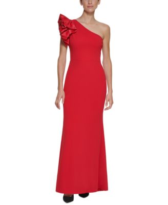 Eliza J Ruffled One-Shoulder Gown - Macy's