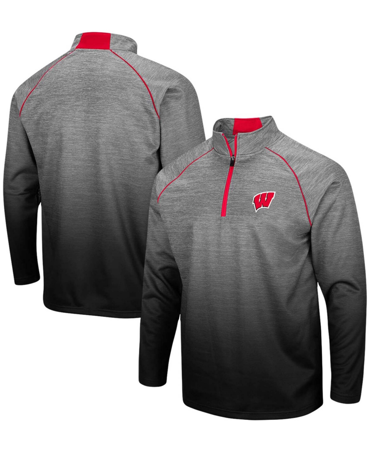 Colosseum Men's Heathered Gray Wisconsin Badgers Sitwell Sublimated Quarter-zip Pullover Jacket In Heather Gray