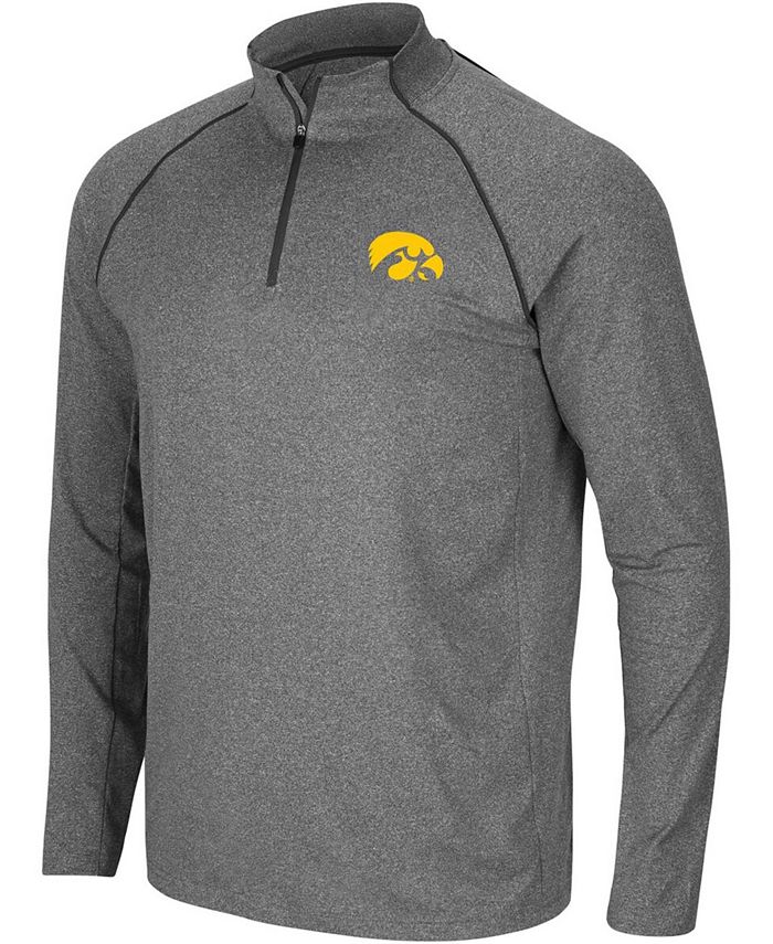 Colosseum Men's Heathered Charcoal Iowa Hawkeyes Robert Raglan Quarter ...