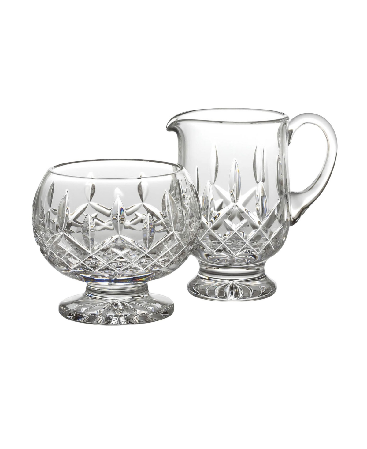 Waterford Lismore Footed Creamer And Sugar Bowl Set In Clear