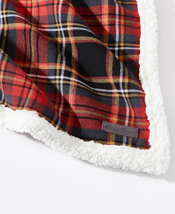 Eddie Bauer Mountain Tartan Cotton Yarn Dye Flannel Reversible Throw
