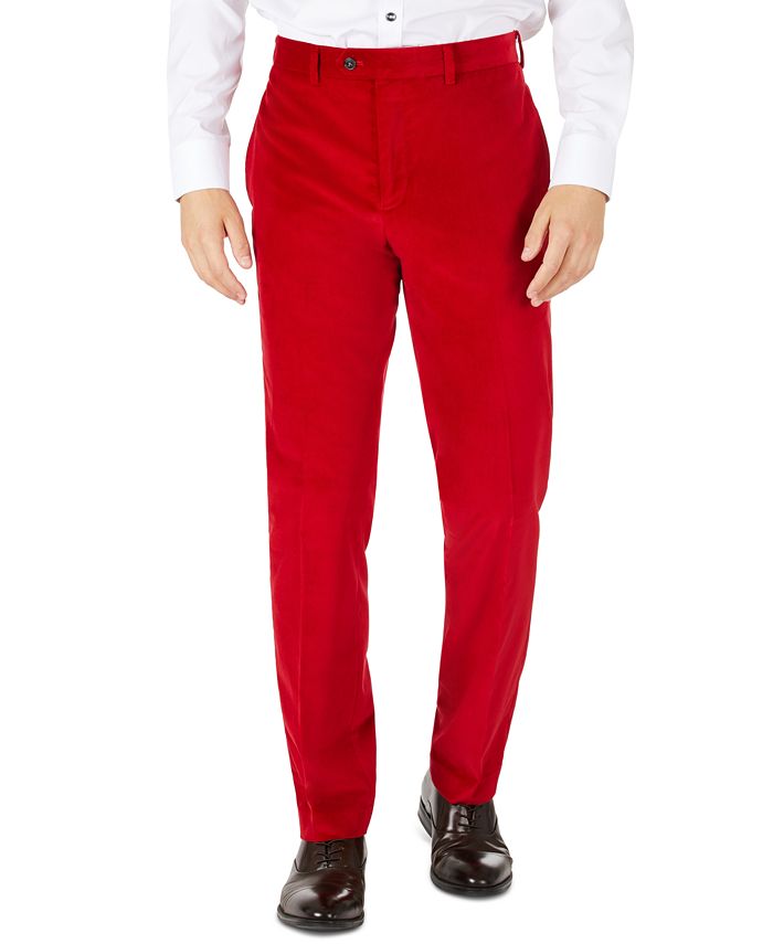 Tallia Men's Slim-Fit Bright Red Velvet Suit Separate Pants - Macy's