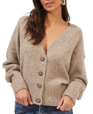 ASTR the Label - Belmont Jeweled-Button Cardigan