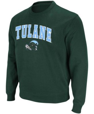 Men's Green Tulane Green Wave Arch Logo Tackle Twill Pullover Sweatshirt