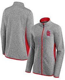Women's Heather Charcoal St. Louis Cardinals Primary Logo Fleece Full-Zip Jacket