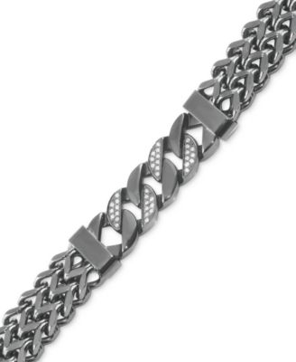 Men's Diamond Link Bracelet (1/5 ct. t.w.) in Gunmetal Ion-Plated Stainless Steel