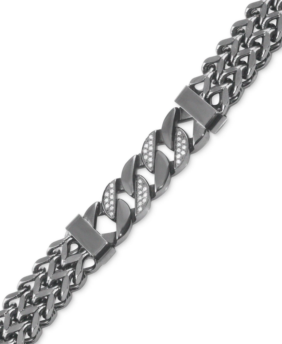 Men's Diamond Link Bracelet (1/5 ct. t.w.) in Gunmetal Ion-Plated Stainless Steel