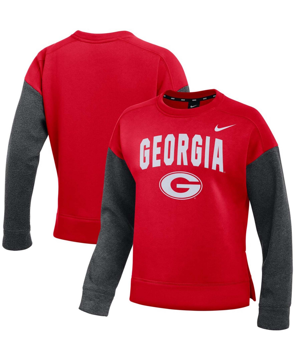 Women's Red, Charcoal Georgia Bulldogs Campus Dolman Pullover Sweatshirt