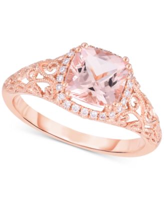 Macy's Morganite (1-1/3 ct. t.w.) & Diamond (1/10 ct. t.w.) Filigree ...