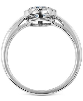 Macy's - Aquamarine (3/4 ct. t.w.) & Diamond (1/5 ct. t.w.) Pear Halo Ring in 14k White Gold