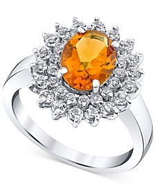 Citrine (1-5/8 ct. t.w.) & White Topaz (1-1/4 ct. t.w.) Halo Ring in Sterling Silver