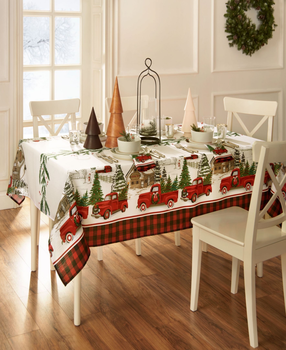 Vintage Christmas Tree Farm Holiday Tablecloth 60