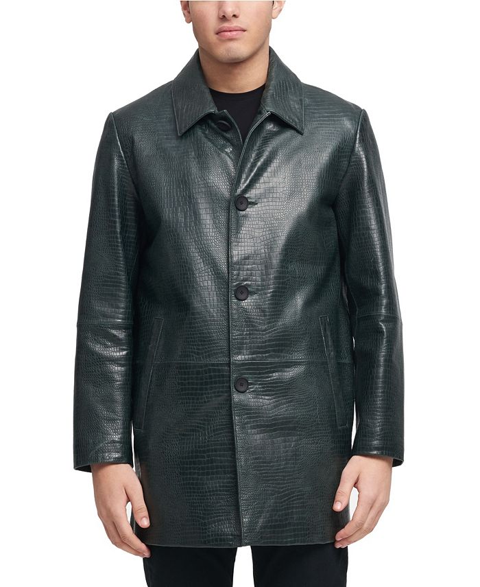 Business Casual Mens Genuine Leather Suit Jacket Luxury Crocodile