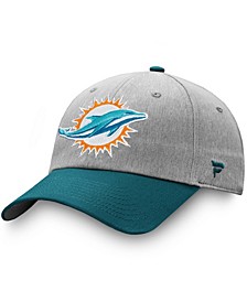 Men's Heather Gray, Aqua Miami Dolphins Two-Tone Snapback Hat