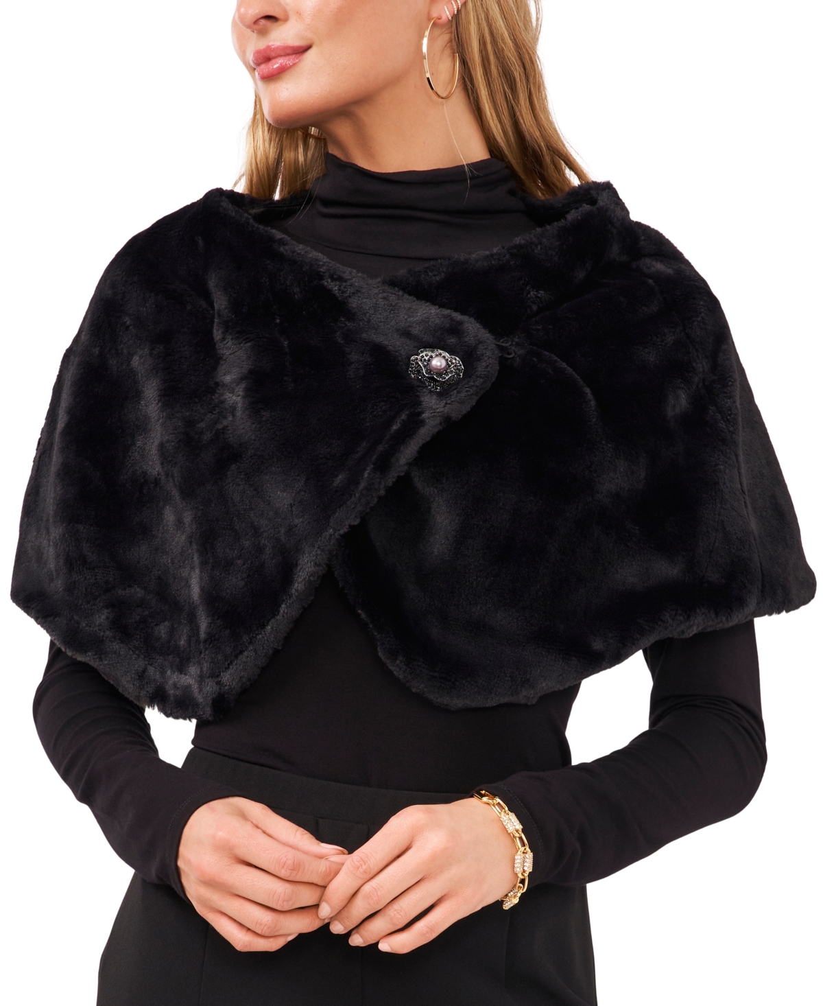 Faux-Fur Shrug - Black