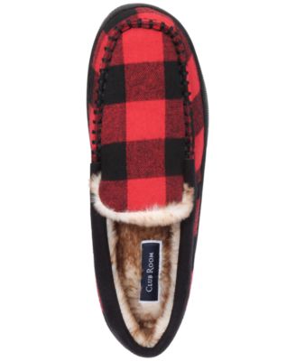 mens plaid moccasin slippers