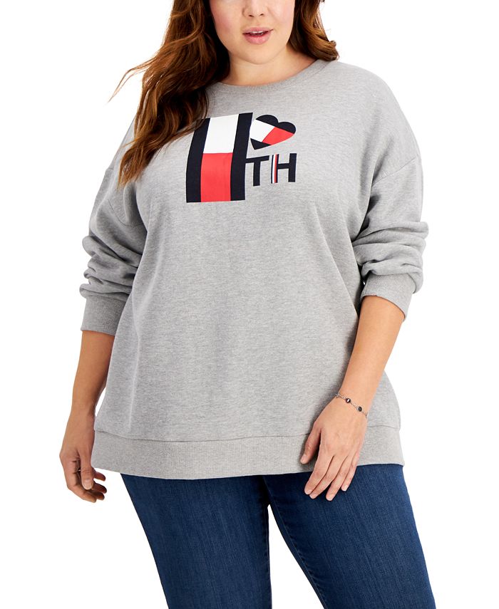 investering Kvittering tsunamien Tommy Hilfiger Plus Size Heart Logo Oversized Sweatshirt - Macy's