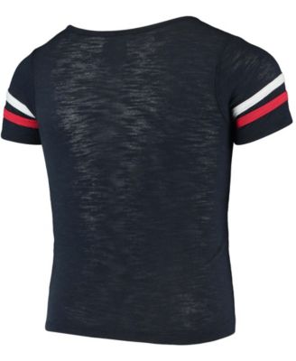 Big Girls Navy Cleveland Guardians Slub Jersey V-Neck T-shirt