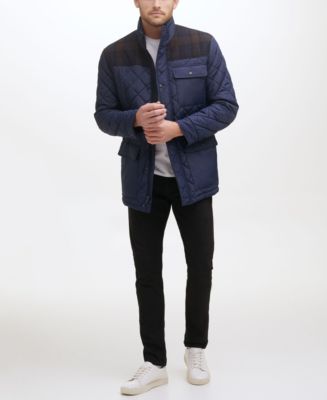 Cole Haan Men's Mixed Media Diamond-Like Quilt Coat - Macy's