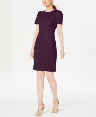 Calvin Klein - Women's Faux-Suede Short-Sleeve Sheath Dress