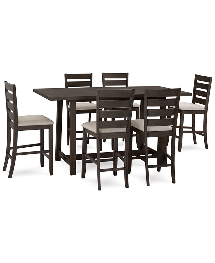 Macy's Max Meadows Counter Height 7Pc Dining Set ( Trestle Table + 6