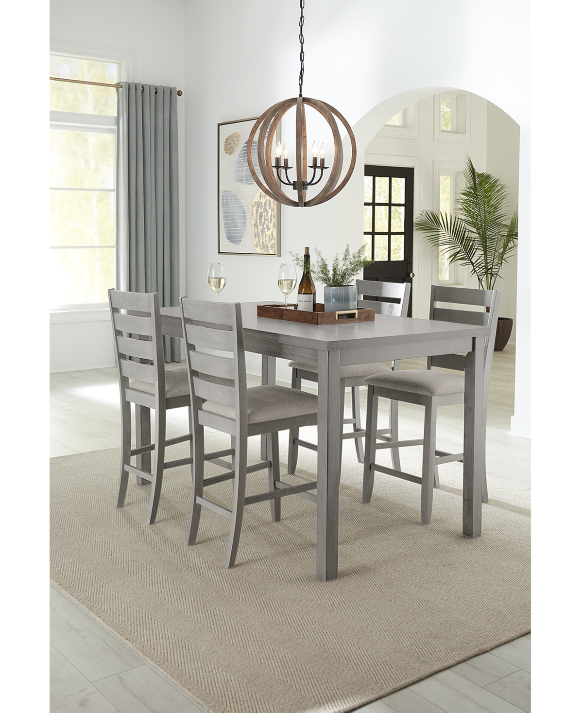 Shop Macy's Closeout! Max Meadows Laminate Counter Height Dining 5-pc Set (table + 4 Chairs) In Grey
