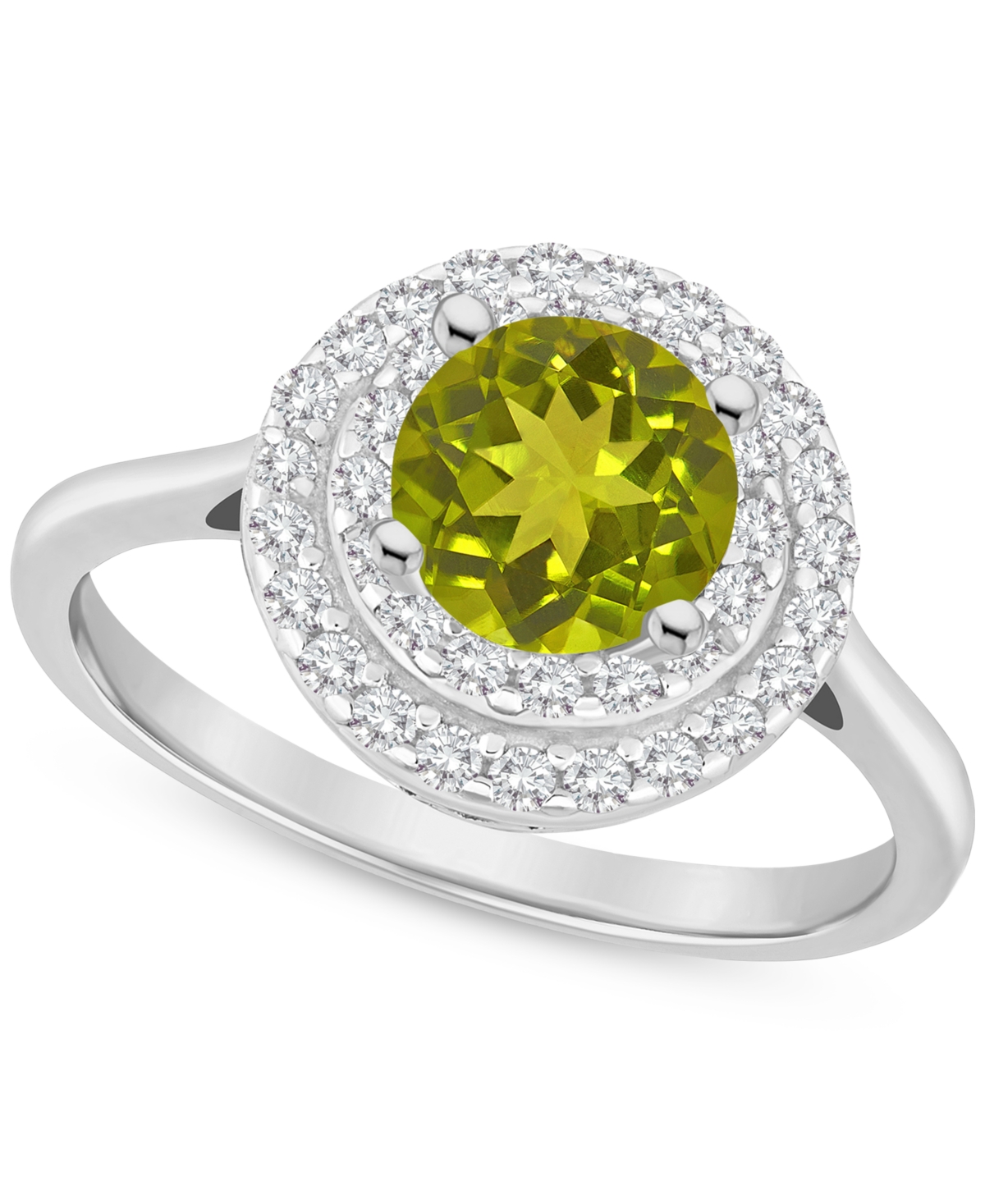 Rhodolite Garnet (1-5/8 ct. t.w.) & White Topaz (3/8 ct. t.w.) Double Halo Ring in Sterling Silver (Also in Citrine, Amethyst, & Blue Topaz)