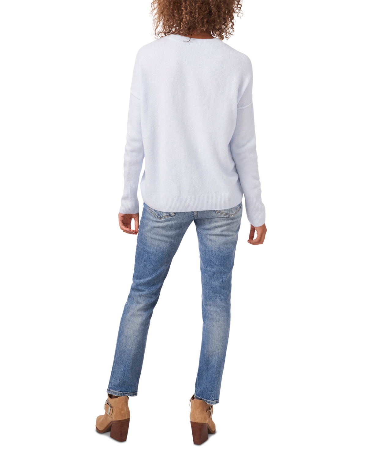 Vince Camuto Cozy Long Sleeve Extend Shoulder Sweater In White