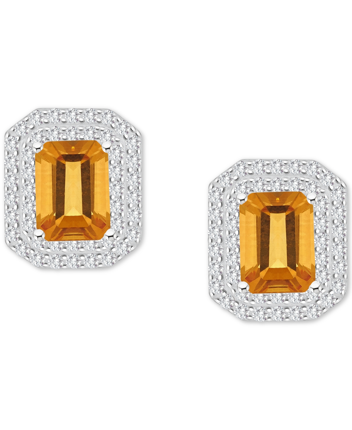 Rhodolite Garnet (3-7/8 ct. t.w.) & White Topaz (7/8 ct. t.w.) Stud Earrings in Sterling Silver (Also  Peridot, Amethyst, & Blue Topaz) - C
