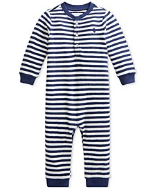 Baby Boys Striped Waffle-Knit Cotton Coverall