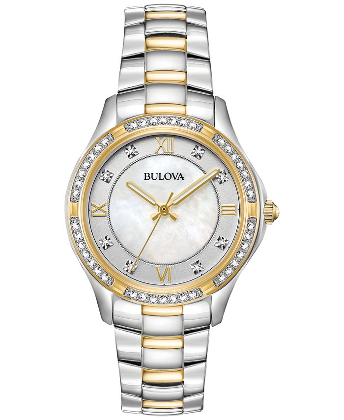 Bulova Women\'s Embellished Two-Tone Stainless Steel Bracelet Watch 32mm -  Macy\'s