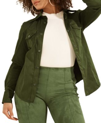 GUESS - Faux-Suede Snap-Front Top
