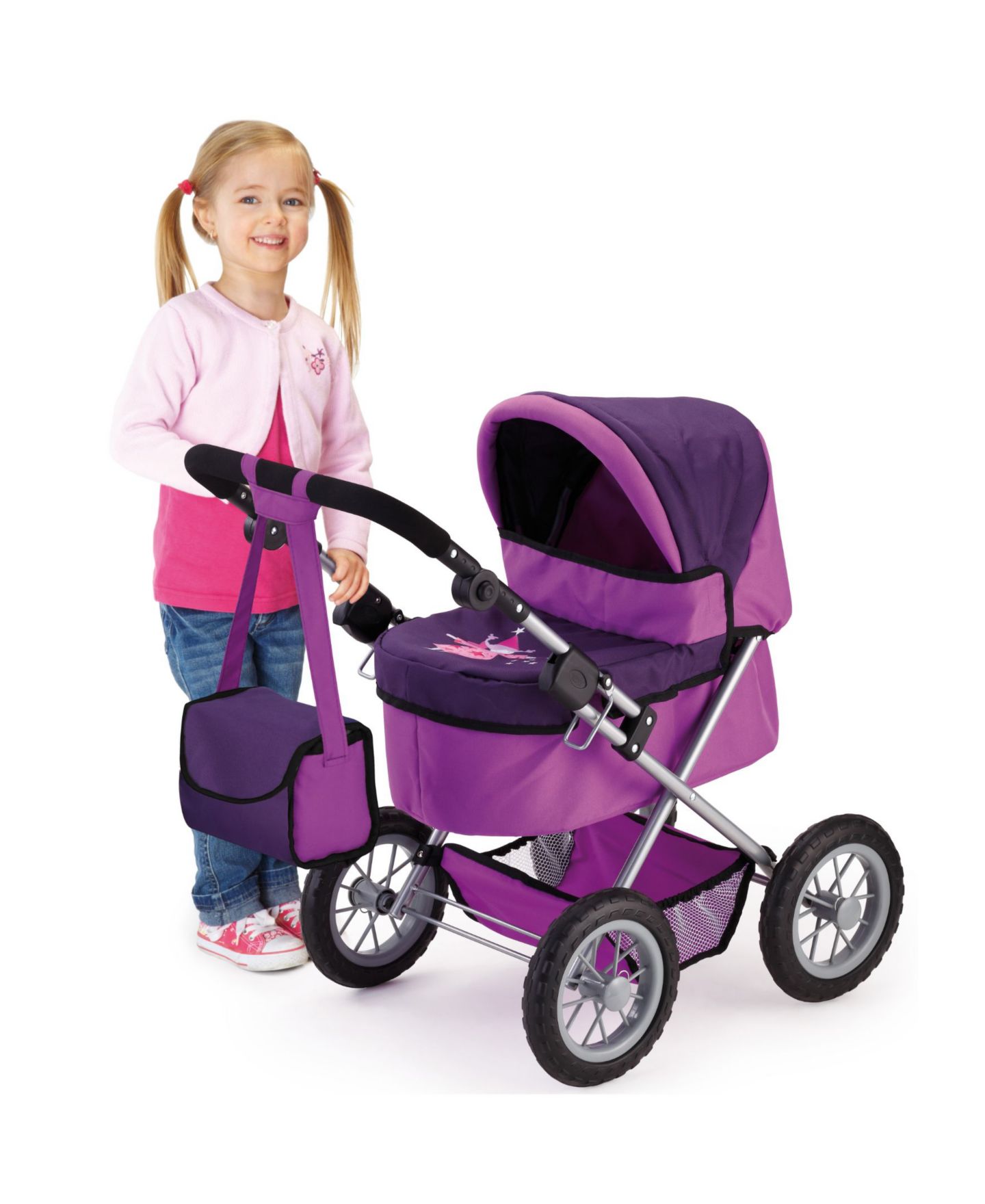 Детские аксессуары для кукол Bayer Design Doll Pram - Trendy Purple, цвет: Сиреневый — фото 6